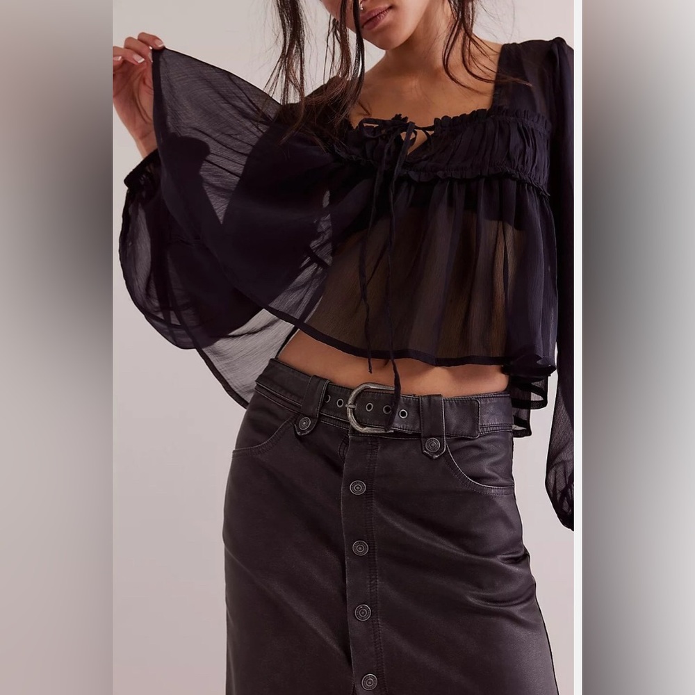 Free People We The Free Astoria Vegan Maxi Skirt. NWT. Charcoal - Picture 4 of 5